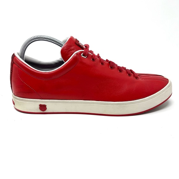 K-SWISS Leather Suede Sneakers Men's SIZE 10 Red White Casual Shoes 02874602 Low - Picture 8 of 16